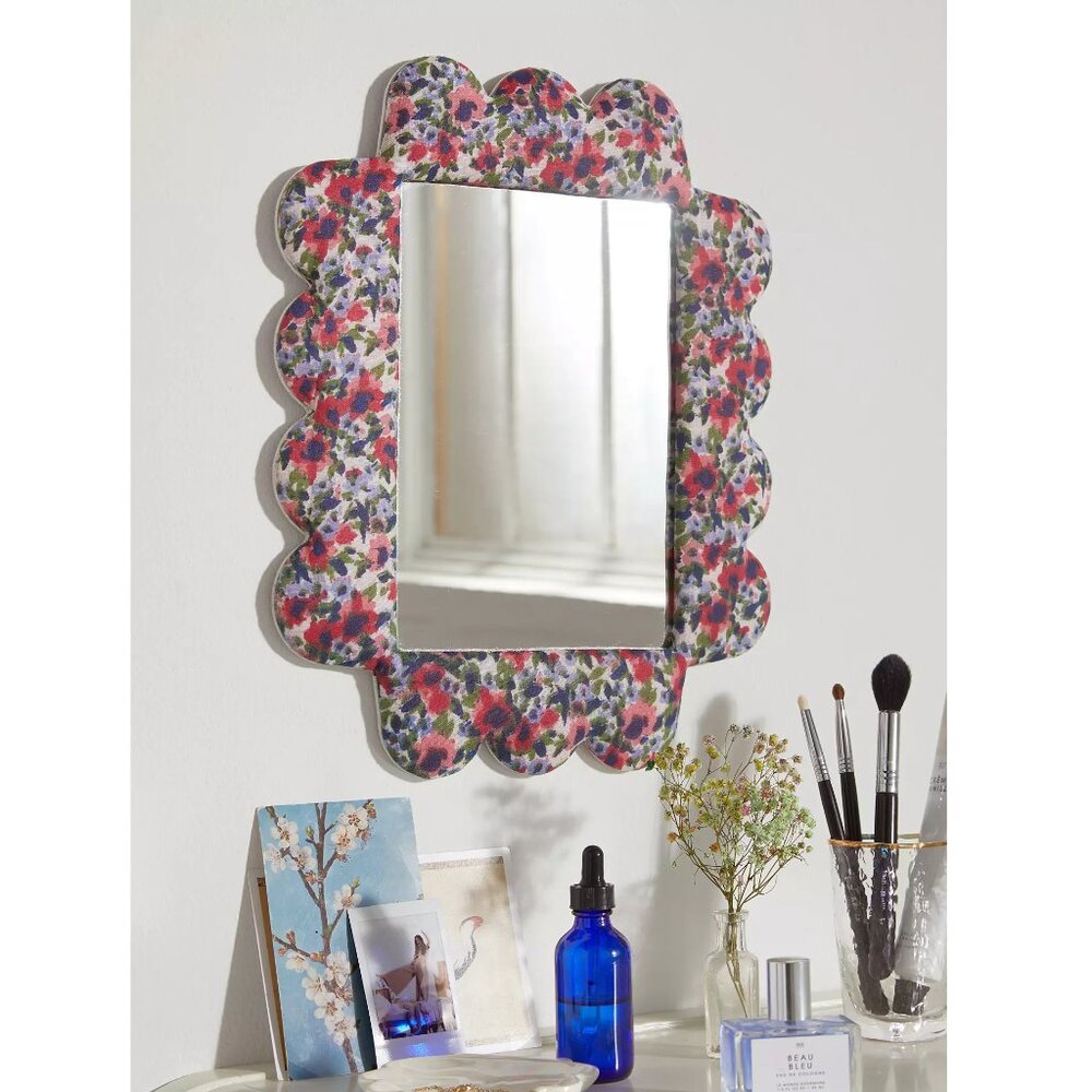 Urban Outfitters Elizabeth Padded Mirror Scalloped Floral